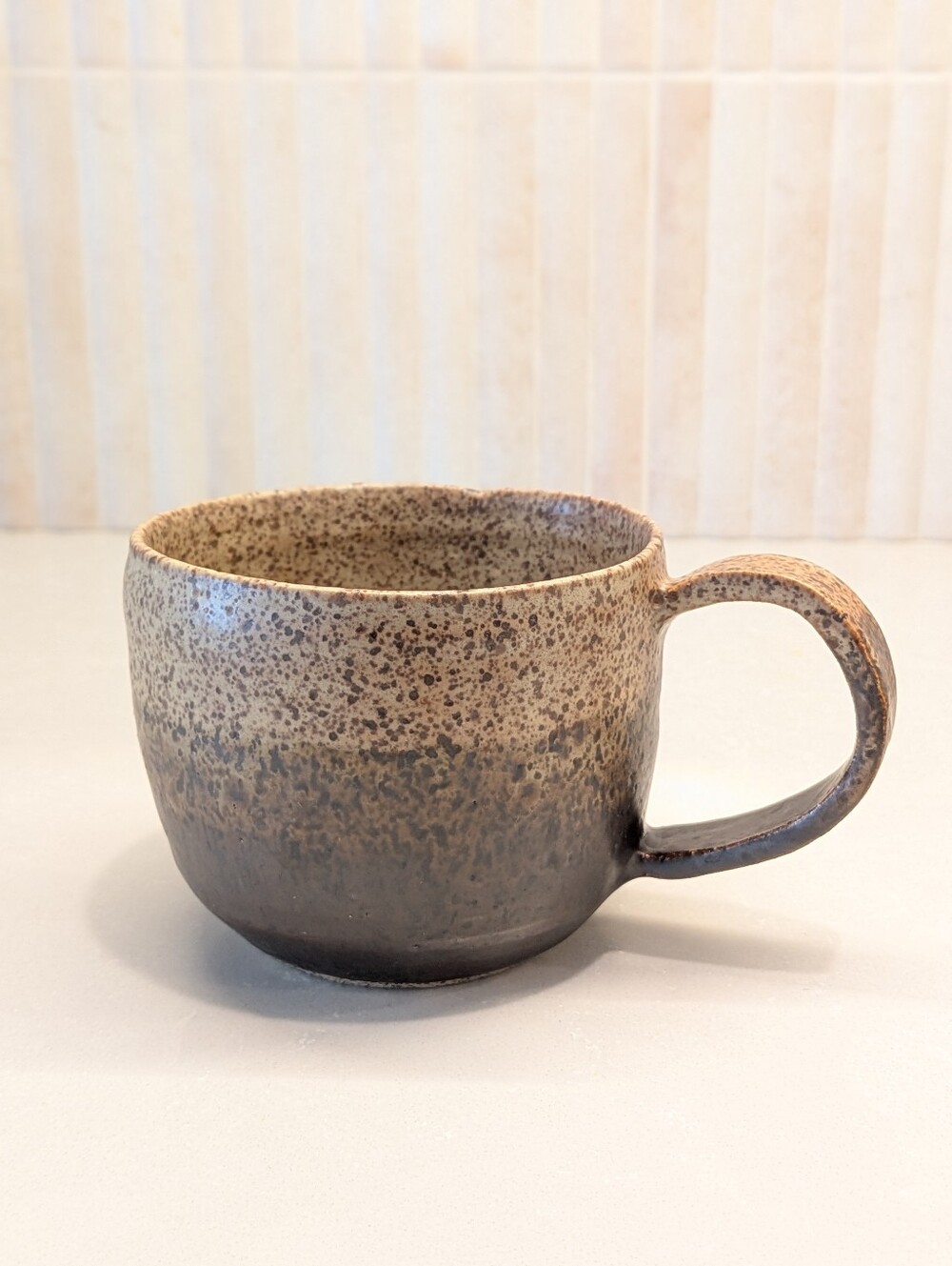 10 Oz Handmade Speckled Coffee Mug in Brown and Tan - Rustic Home Dining Cup